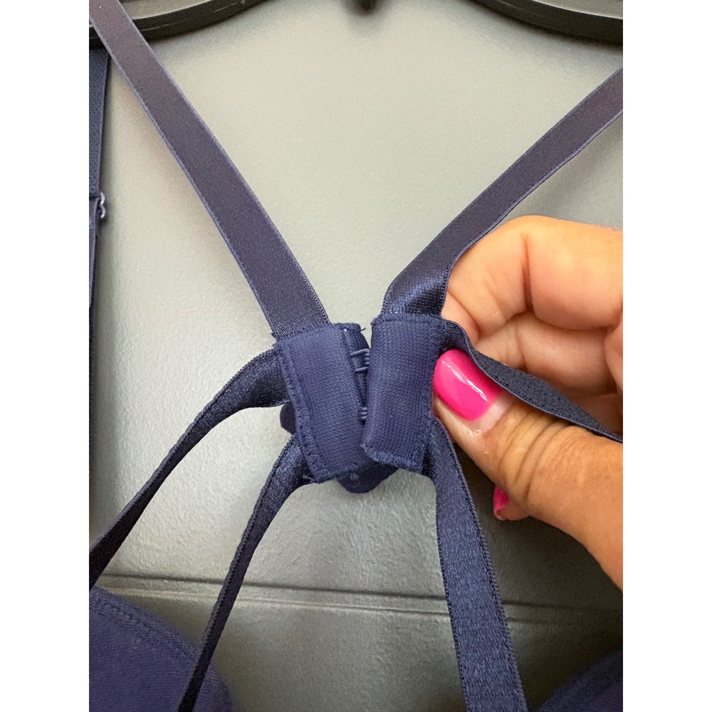 Victoria's Secret NEW floral  Embroidered Mesh Bodysuit Navy Blue 34C 0562 - Picture 4 of 9